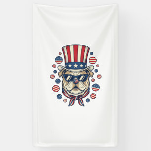 Patriotisches Bulldog-Vintage-Stickerei-Shirt-Desi Banner