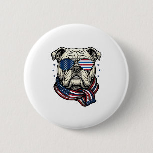 Patriotisches Bulldog-Vintage-Stickerei-Shirt-Desi Button