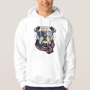 Patriotisches Bulldog-Vintage-Stickerei-Shirt-Desi Hoodie