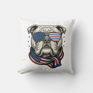 Patriotisches Bulldog-Vintage-Stickerei-Shirt-Desi Kissen