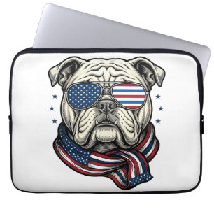 Patriotisches Bulldog-Vintage-Stickerei-Shirt-Desi Laptopschutzhülle
