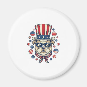 Patriotisches Bulldog-Vintage-Stickerei-Shirt-Desi Magnet