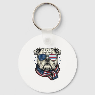 Patriotisches Bulldog-Vintage-Stickerei-Shirt-Desi Schlüsselanhänger