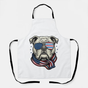Patriotisches Bulldog-Vintage-Stickerei-Shirt-Desi Schürze