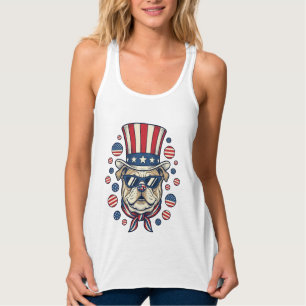 Patriotisches Bulldog-Vintage-Stickerei-Shirt-Desi Tank Top
