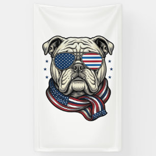 Patriotisches Bulldogge Vintage-Stickerei-Shirt-De Banner