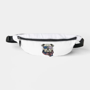Patriotisches Bulldogge Vintage-Stickerei-Shirt-De Bauchtasche
