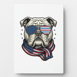 Patriotisches Bulldogge Vintage-Stickerei-Shirt-De Fotoplatte