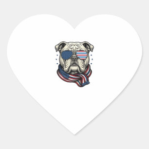 Patriotisches Bulldogge Vintage-Stickerei-Shirt-De Herz-Aufkleber