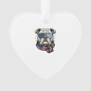 Patriotisches Bulldogge Vintage-Stickerei-Shirt-De Ornament