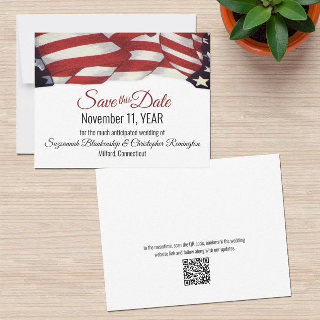 Patriotisches Bunting Custom Foto Save the Date Ankündigung (Print version save the date template)