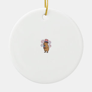 Patriotisches Capybara-Eiscreme-Feuerwerk-Shirt-De Keramik Ornament