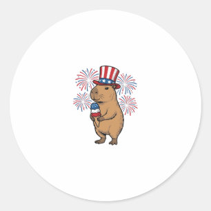 Patriotisches Capybara-Eiscreme-Feuerwerk-Shirt-De Runder Aufkleber