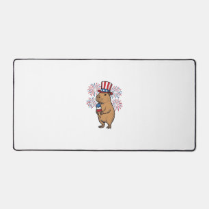 Patriotisches Capybara-Eiscreme-Feuerwerk-Shirt-De Schreibtischunterlage