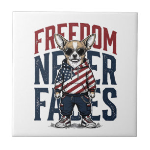 Patriotisches Chihuahua-Freiheits-Vintage-Hund-Shi Fliese