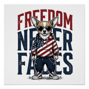 Patriotisches Chihuahua-Freiheits-Vintage-Hund-Shi Poster