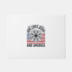 Patriotisches christliches Blumen-Vintage-T-Shirt Fußmatte