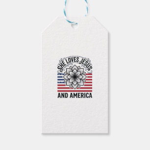 Patriotisches christliches Blumen-Vintage-T-Shirt Geschenkanhänger