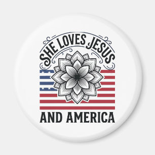 Patriotisches christliches Blumen-Vintage-T-Shirt Magnet