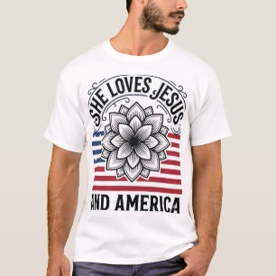 Patriotisches christliches Blumen-Vintage-T-Shirt T-Shirt