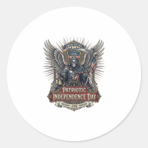 Patriotisches Chrome-Reaper-Dunkel-Patriot-Skelett Runder Aufkleber