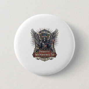 Patriotisches Chrome-Sense Totenschädel & Reaper Button