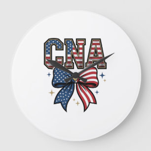 Patriotisches CNA-Schleifen-Vintage-Stickerei-Shir Große Wanduhr