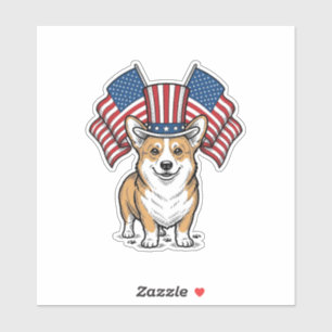 Patriotisches Corgi-Hund Vintage-Gravur-Shirt-Desi Aufkleber