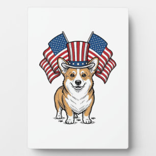 Patriotisches Corgi-Hund Vintage-Gravur-Shirt-Desi Fotoplatte