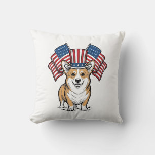 Patriotisches Corgi-Hund Vintage-Gravur-Shirt-Desi Kissen