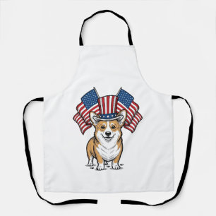 Patriotisches Corgi-Hund Vintage-Gravur-Shirt-Desi Schürze