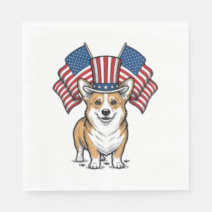Patriotisches Corgi-Hund Vintage-Gravur-Shirt-Desi Serviette