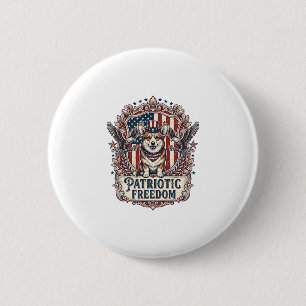Patriotisches Corgi-Vektorgrafik-T-Shirt_1 Button
