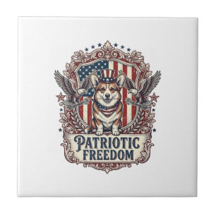Patriotisches Corgi-Vektorgrafik-T-Shirt_1 Fliese
