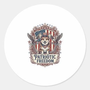 Patriotisches Corgi-Vektorgrafik-T-Shirt_1 Runder Aufkleber