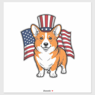 Patriotisches Corgi Vintage Gravur Shirt Design_1 Aufkleber