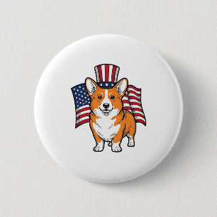 Patriotisches Corgi Vintage Gravur Shirt Design_1 Button