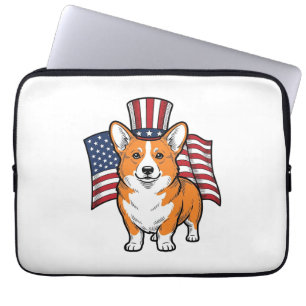 Patriotisches Corgi Vintage Gravur Shirt Design_1 Laptopschutzhülle