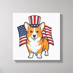 Patriotisches Corgi Vintage Gravur Shirt Design_1 Leinwanddruck