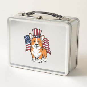 Patriotisches Corgi Vintage Gravur Shirt Design_1 Metall Brotdose