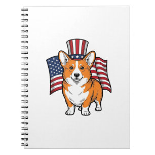 Patriotisches Corgi Vintage Gravur Shirt Design_1 Notizblock