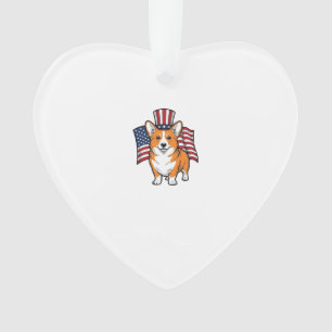 Patriotisches Corgi Vintage Gravur Shirt Design_1 Ornament