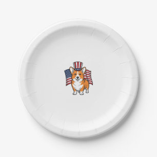 Patriotisches Corgi Vintage Gravur Shirt Design_1 Pappteller