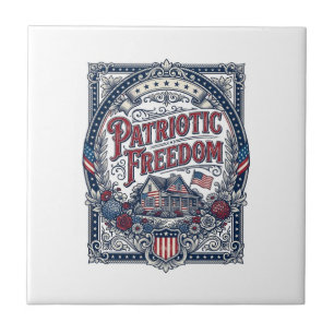 Patriotisches Cottage-Garten-Vektorgrafik-T-Shirt Fliese