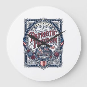 Patriotisches Cottage-Garten-Vektorgrafik-T-Shirt Große Wanduhr