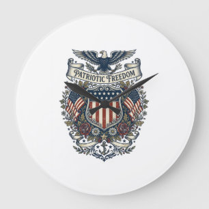 Patriotisches Cottagecore-Amerika-Vektorgrafik-T-S Große Wanduhr