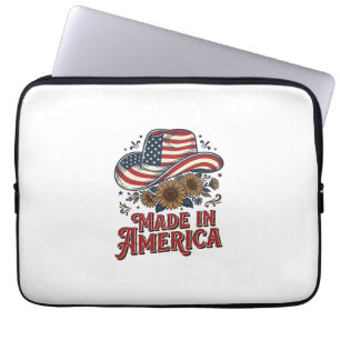 Patriotisches Cowboy-Hut Made in America Shirt-Des Laptopschutzhülle