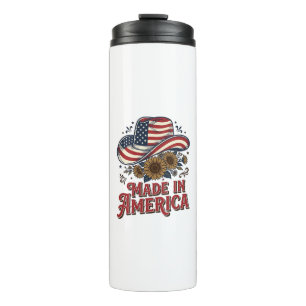 Patriotisches Cowboy-Hut Made in America Shirt-Des Thermosbecher