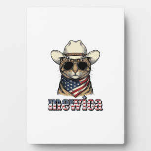 Patriotisches Cowboy-Katze Mewica Vintage-Vector-D Fotoplatte