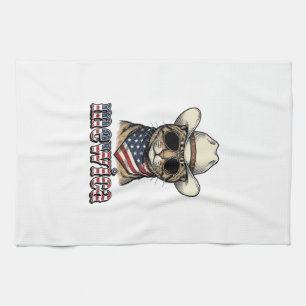 Patriotisches Cowboy-Katze Mewica Vintage-Vector-D Geschirrtuch